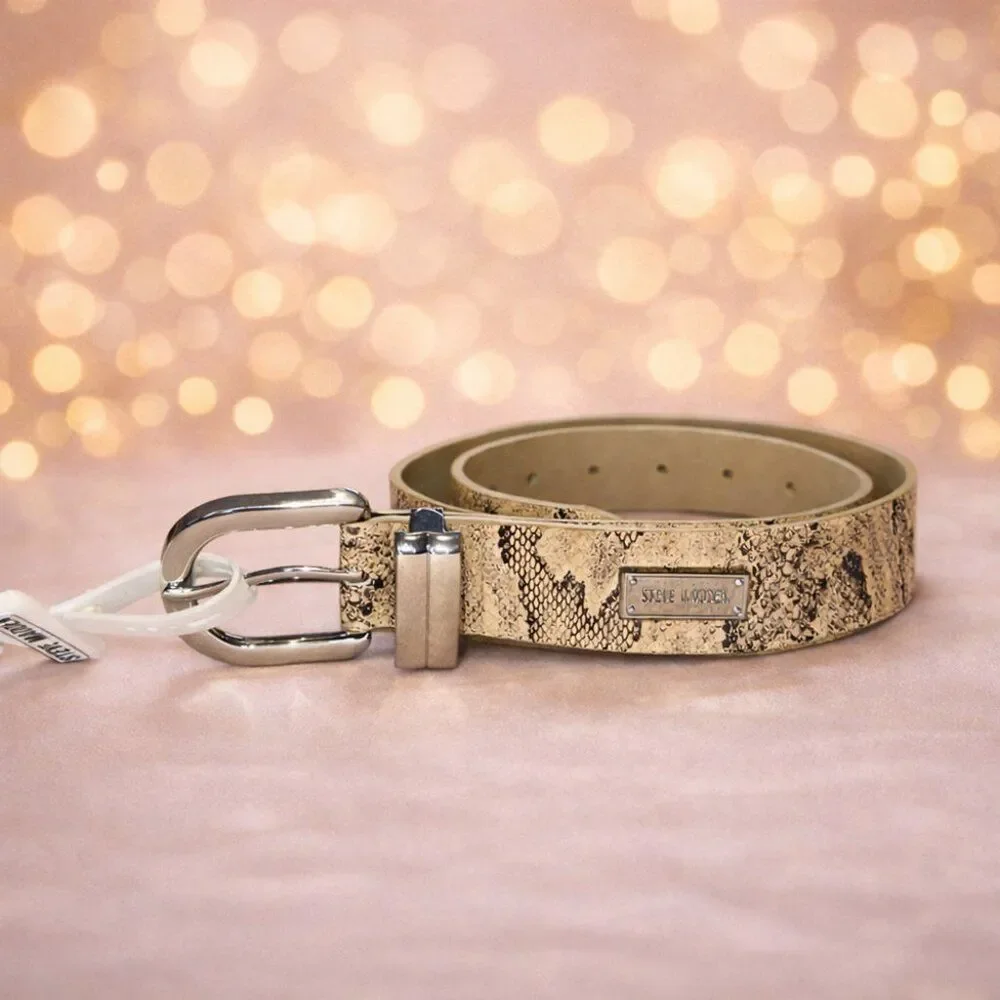 Steve Madden Snakeskin Print Belt Silver Buckle NWT